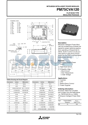 PM75CVA120 datasheet - FLAT-BASE TYPE INSULATED PACKAGE