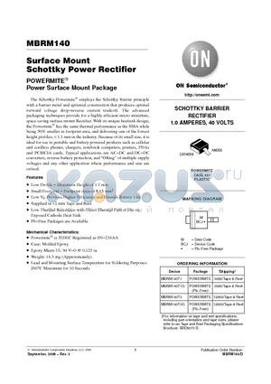 MBRM140T3G datasheet - Surface Mount Schottky Power Rectifier