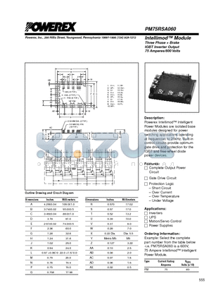 PM75RSA060 datasheet - Intellimod Module Three Phase  Brake IGBT Inverter Output (75 Amperes/600 Volts)
