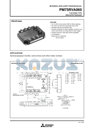 PM75RVA060 datasheet - FLAT-BASE TYPE INSULATED PACKAGE