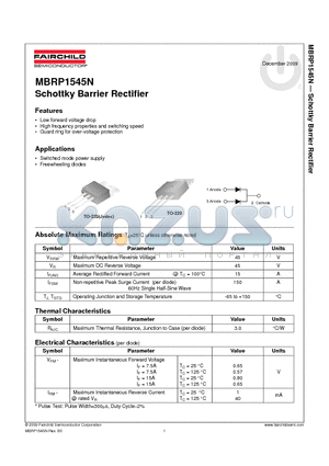 MBRP1545N_09 datasheet - Schottky Barrier Rectifier