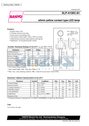 SLP-4130C-81 datasheet - 5mm yellow contact type LED lamp