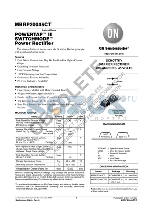 MBRP20045CT datasheet - POWERTAP II SWITCHMODE Power Rectifier