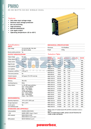 PM80 datasheet - 60 - 80 WATTS DC/DC SINGLE - DUAL