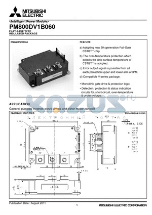 PM800DV1B060 datasheet - FLAT-BASE TYPE INSULATED PACKAGE