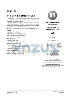 NIS5132MN1TXG datasheet - 12 Volt Electronic Fuse