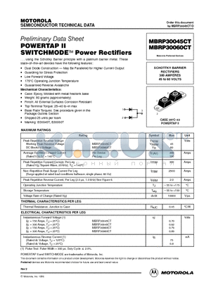 MBRP30045CT datasheet - POWERTAP II SWITCHMODE Power Rectifiers