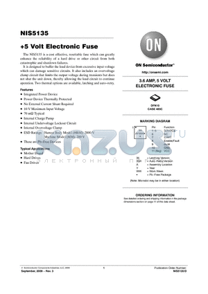 NIS5135 datasheet - 5 Volt Electronic Fuse