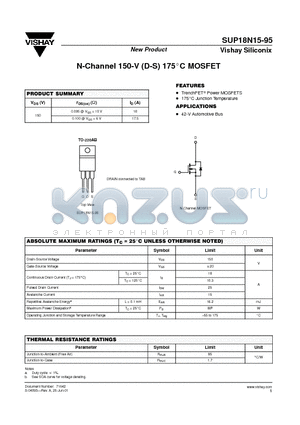 SUP18N15-95 datasheet - N - Channel 150 - V (D-S) 175C MOSFET