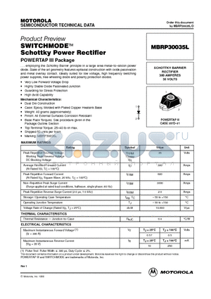 MBRP30035 datasheet - SWITCHMODE Schottky Power Rectifier(POWERTAP III Package)