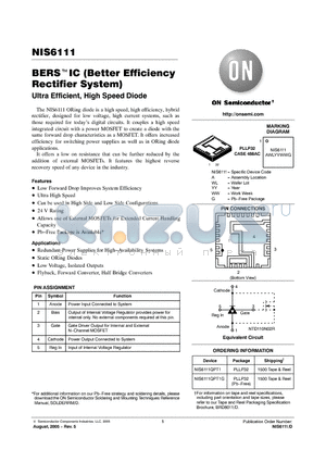 NIS6111 datasheet - BERS IC (Better Efficiency Rectifier System)