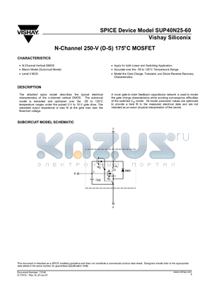 SUP40N25-60 datasheet - N-Channel 250-V (D-S) 175 Celsius MOSFET