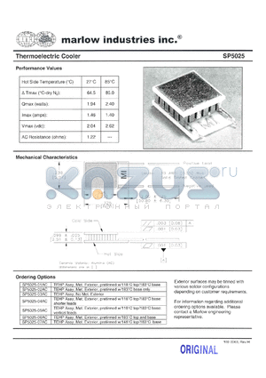 SP5025-02AC datasheet - Thermoelectric Cooler