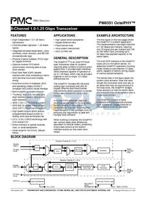 PM8351 datasheet - 8-Channel 1.0-1.25 Gbps Transceiver