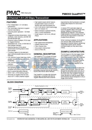 PM8353 datasheet - 4-Channel 1.0-1.25 Gbps Transceiver