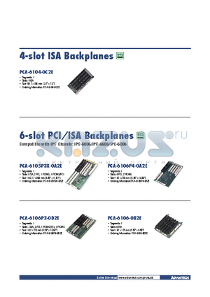 PCA-6104-0C2E datasheet - PCI/ISA Backplanes