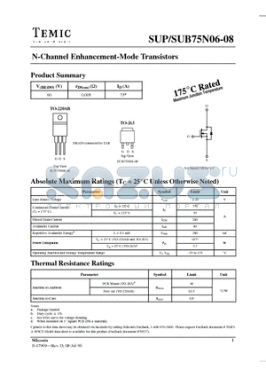 SUP75N06 datasheet - N-Channel Enhancement-Mode Transistors