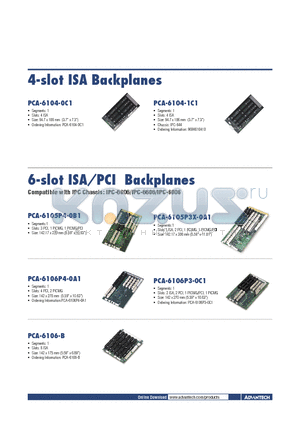 PCA-6104-1C1 datasheet - ISA/PCI Backplanes