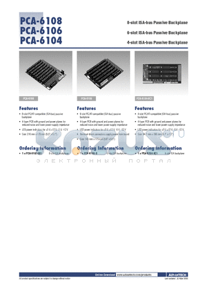 PCA-6104 datasheet - ISA-bus Passive Backplane