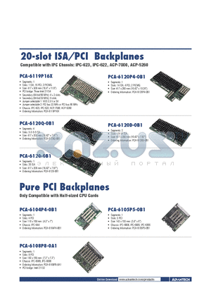 PCA-6104P4-0B1 datasheet - 20-slot ISA/PCI Backplanes