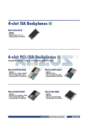 PCA-6105P3X-0A2E datasheet - PCI/ISA Backplanes