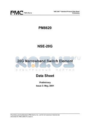 PM8620 datasheet - NSE-20G Standard Product Data Sheet Preliminary