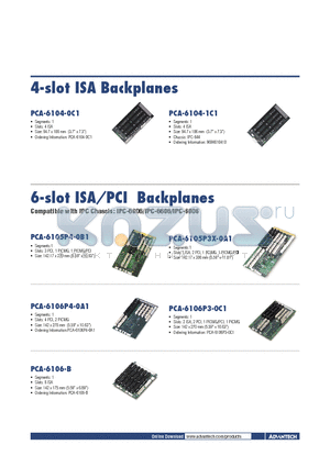 PCA-6105P4-0B1 datasheet - ISA/PCI Backplanes