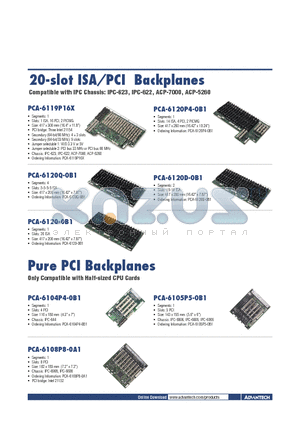 PCA-6105P5-0B1 datasheet - 20-slot ISA/PCI Backplanes