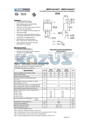MBRS10H150CT datasheet - 10.0AMPS Surface Mount Schottky Barrier Rectifiers