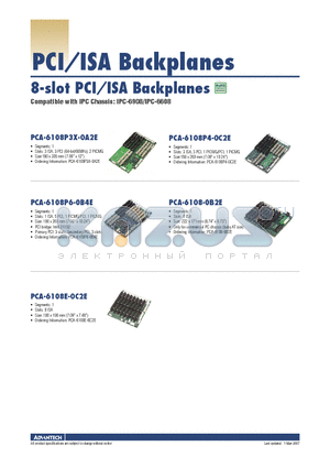 PCA-6108-0B2E datasheet - 8-slot PCI/ISA Backplanes