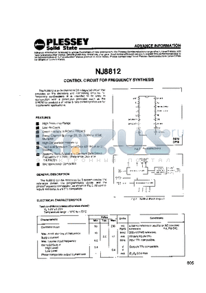 NJ8812 datasheet - CONTROL CIRCUIT FOR FREQUENCY SYNHESIS