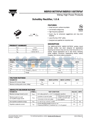 MBRS1100TRPBF datasheet - Schottky Rectifier, 1.0 A