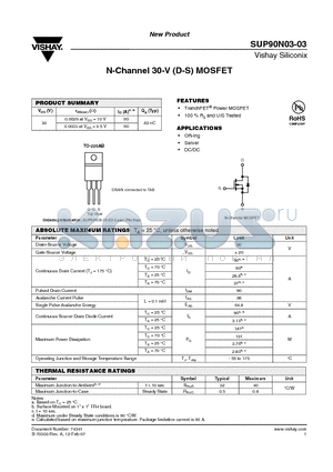 SUP90N03-03 datasheet - N-Channel 30-V (D-S) MOSFET