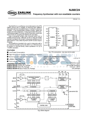 NJ88C24MAMP datasheet - Frequency Synthesiser with non-resettable counters