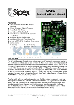 SP508CEB datasheet - Evaluation Board Manual