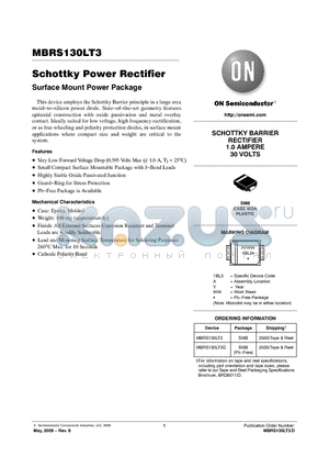 MBRS130LT3 datasheet - Schottky Power Rectifier