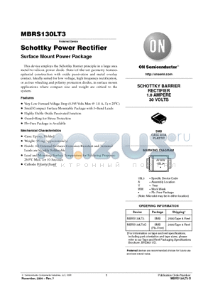 MBRS130LT3 datasheet - Schottky Power Rectifier