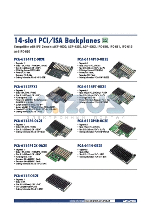 PCA-6114P10-0B2E datasheet - 14-slot PCI/ISA Backplanes