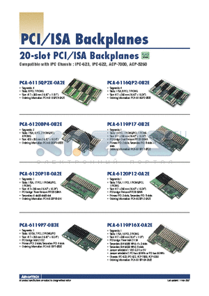 PCA-6119P16X-0A2E datasheet - PCI/ISA Backplanes