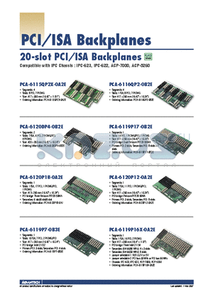 PCA-6119P17-0B2E datasheet - PCI/ISA Backplanes