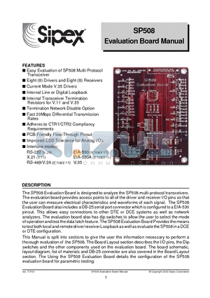 SP508CF datasheet - Evaluation Board Manual