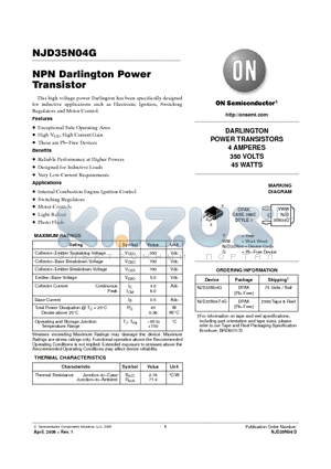 NJD35N04G datasheet - NPN Darlington Power Transistor