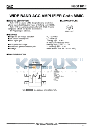 NJG1101F-C2 datasheet - WIDE BAND AGC AMPLIFIER GaAs MMIC