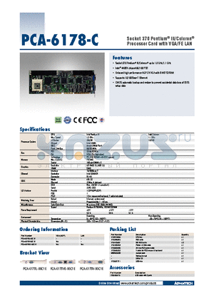 PCA-6178-C datasheet - Socket 370 Pentium^ III/Celeron^ Processor Card with VGA/FE LAN