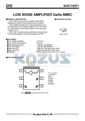 NJG1103F1-C1 datasheet - LOW NOISE AMPLIFIER GaAs MMIC