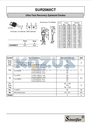 SUR2060CT datasheet - Ultra Fast Recovery Epitaxial Diodes