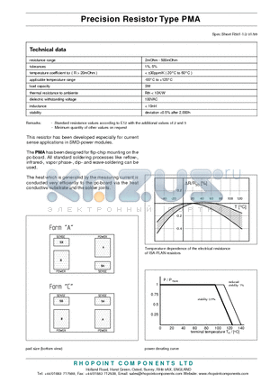 PMA-C-R010-5 datasheet - Precision Resistor