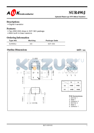 SUR490J datasheet - Epitaxial Planar type NPN Silicon Transistor