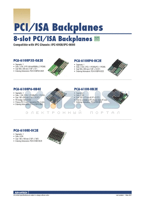 PCA-6108P6-0B4E datasheet - 8-slot PCI/ISA Backplanes