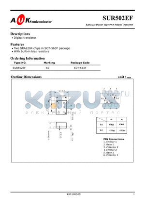 SUR502EF datasheet - Epitaxial Planar Type PNP Silicon Transistor